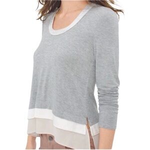 WHITE HOUSE BLACK MARKET Hi Low Faux Layered Embellished Neck Top